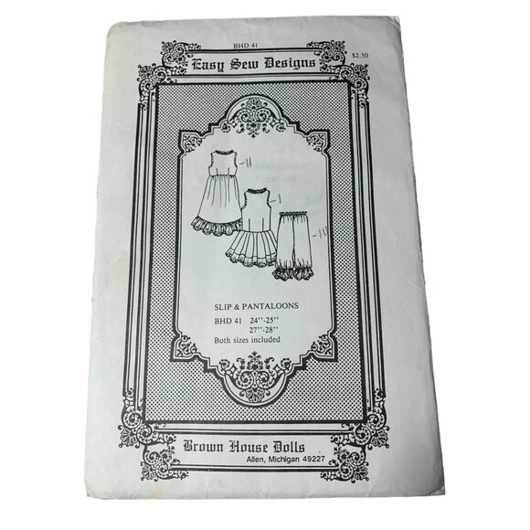 Vintage Brown House Dolls Easy Sew Slip & Pantaloons 24" - 28" Pattern BHD 41 19 - Picture 1 of 3